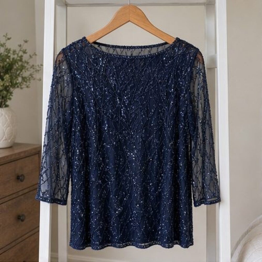Taupe Lace Trim Top